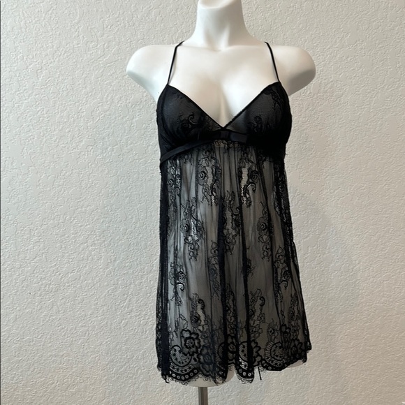 Victoria's Secret Black Lace Chemise with Plunging V-Neckline - Picture 1 of 5